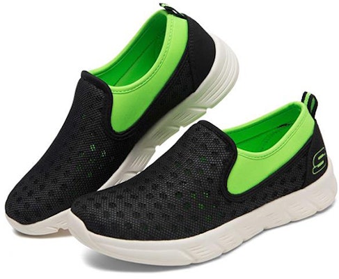 大童 Skechers Comfy Flex 運動休閒一腳蹬 黑綠色 Lookbook 大童 Skechers Comfy Flex 運動休閒一腳蹬 黑綠色