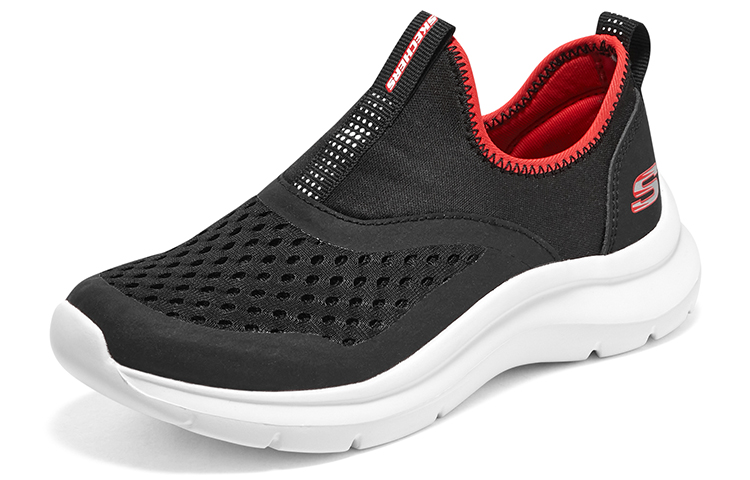 Lookbook (Youth) Skechers Comfy Slip On Shoes 'Black Red' 405260L-BKRD