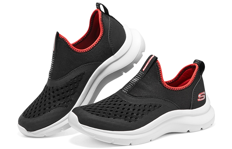 Shop (Youth) Skechers Comfy Slip On Shoes 'Black Red' 405260L-BKRD