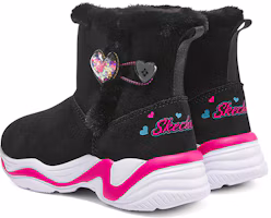 Shop 大童 Skechers 女孩舒適百搭減震耐磨及踝兒童靴子 黑粉紅