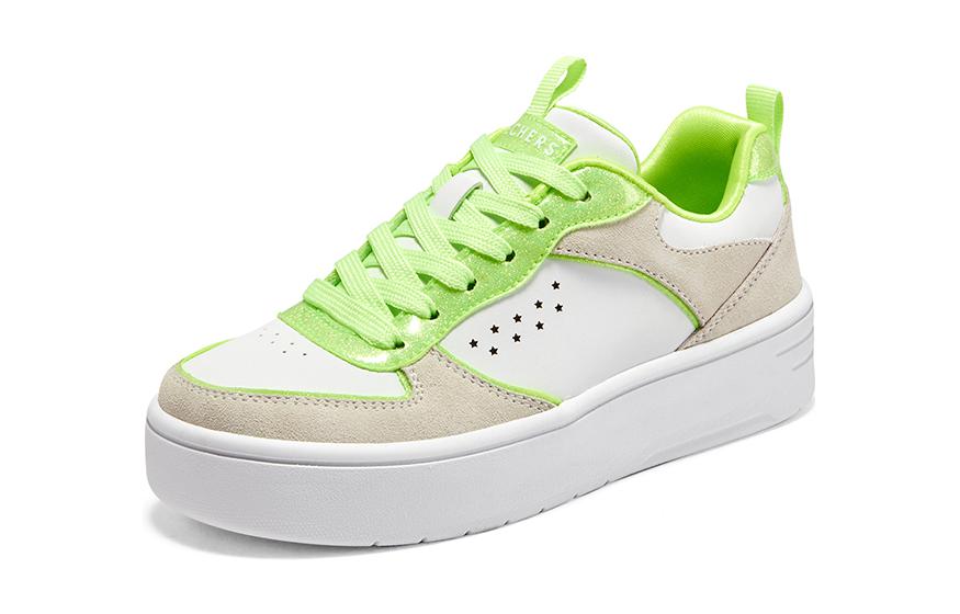 Lookbook 大童 Skechers Court High 防踢防滑 低筒 兒童板鞋 白綠
