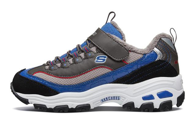 (Youth) Skechers D'Lites 'Blue Grey Red Fleece'