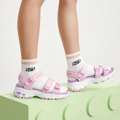 (Youth) Skechers D'Lites 'Lavender Magic Tape' Sandal 664134L-LAV 1