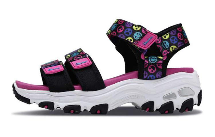 (Youth) Skechers D'Lites Sandal 'Black Rainbow Velcro' 664079L-BKMT