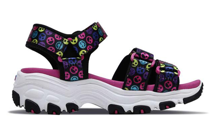 Order (Youth) Skechers D'Lites Sandal 'Black Rainbow Velcro' 664079L-BKMT