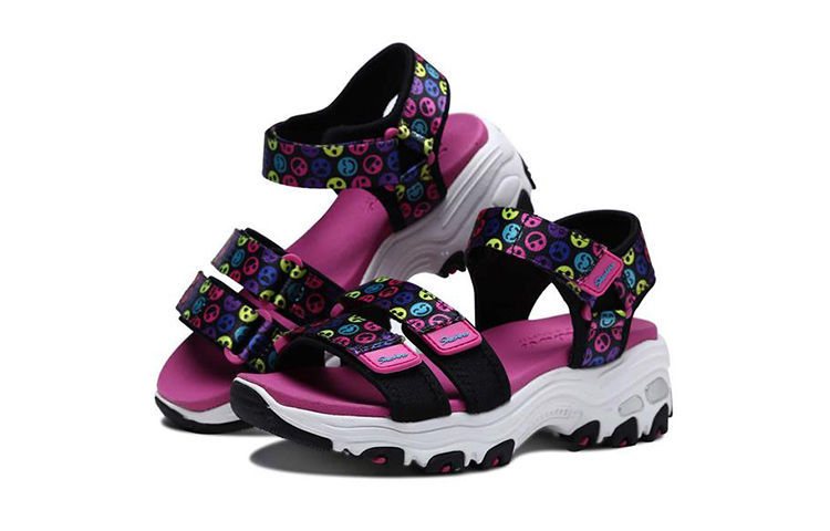 Lookbook (Youth) Skechers D'Lites Sandal 'Black Rainbow Velcro' 664079L-BKMT