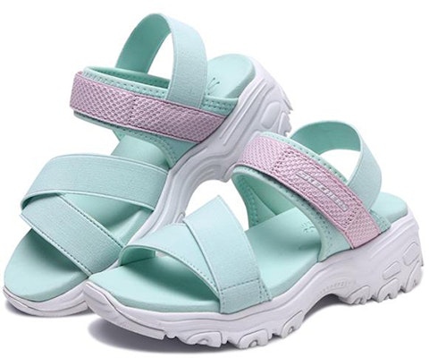 (JR) Sandal Skechers D'Lites 'Hijau Pink' 996335L-AQPK Lookbook (JR) Sandal Skechers D'Lites 'Hijau Pink' 996335L-AQPK