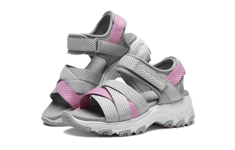 Lookbook (Youth) Skechers D'Lites Sandal 'Grey Pink' 996337L-LGPK