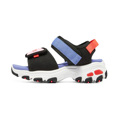 (Youth) Skechers D'Lites Sandal 'Magic Tape Black Blue Orange'