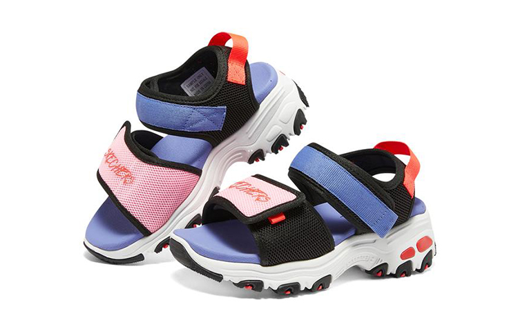 Lookbook (Youth) Skechers D'Lites Sandal 'Magic Tape Black Blue Orange' 303101L-BKMT