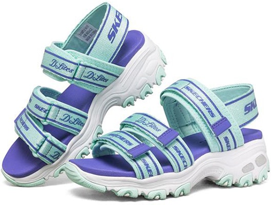 大童 Skechers D'lites 魔術貼涼鞋 薄荷色 Lookbook 大童 Skechers D'lites 魔術貼涼鞋 薄荷色