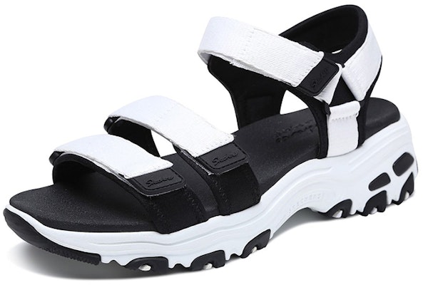Skechers斯凯奇 D‘Lites 復古熊貓涼鞋 女款 黑白 Lookbook Skechers斯凯奇 D‘Lites 復古熊貓涼鞋 女款 黑白