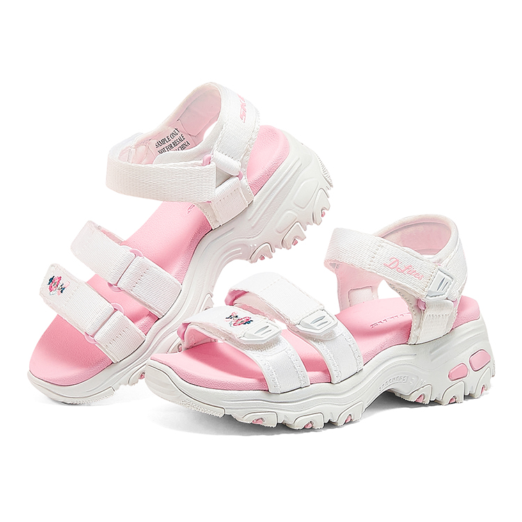 Lookbook (Youth) Skechers D'lites Sandals 'White Pink' 664134L-WHT