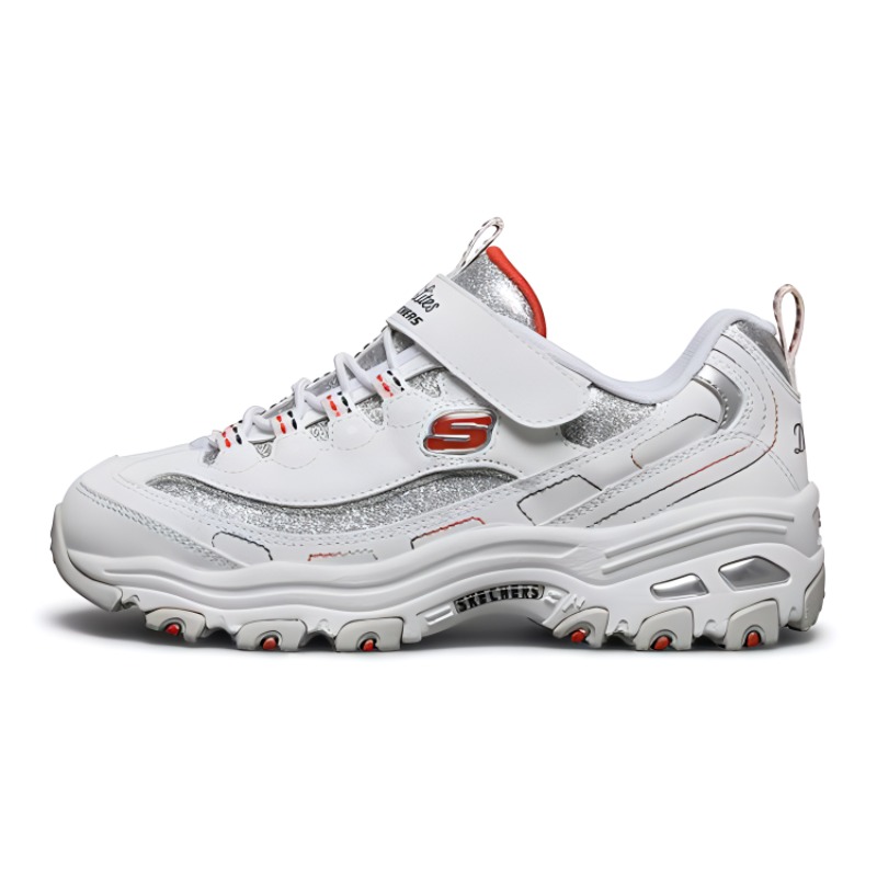 (Youth) Skechers D'lites Shoes 'White Grey'