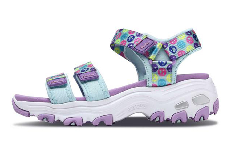 (Youth) Skechers D'Lites Velcro Sandal 'Green Multi'