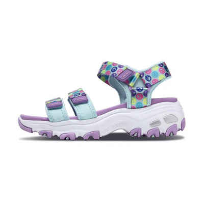 (Youth) Skechers D'Lites Velcro Sandal 'Green Multi'