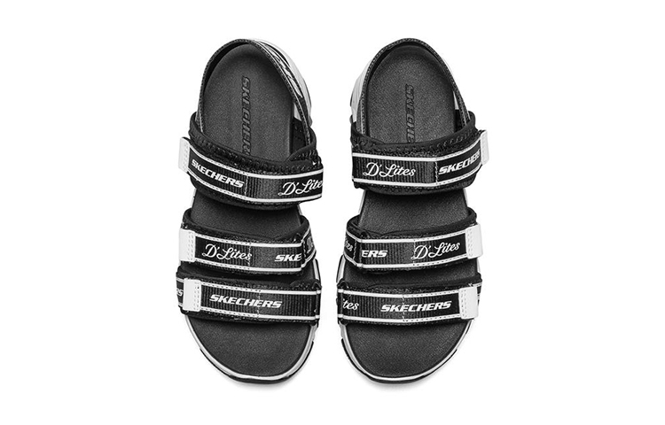 Shop (Youth) Skechers Dlites Sandals 'Black White' 664167L-BLK