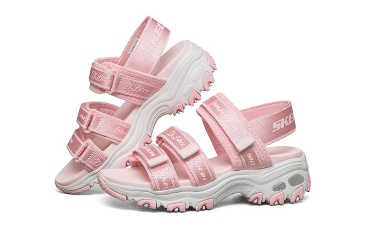 Lookbook (Youth) Skechers Dlites Sandals 'Pink White' 664167L-PNK