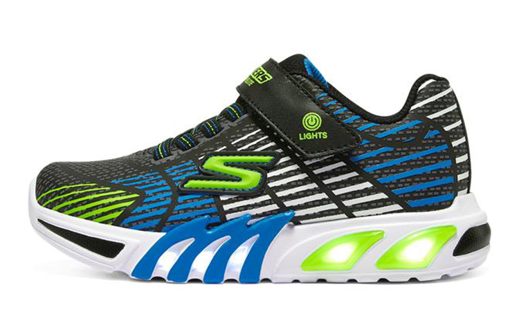 (Youth) Skechers Flex-Glow Elite 'Black Blue Lemon' 400135L-BBLM