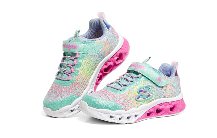 Lookbook (Youth) Skechers Flutter Heart Lights 'Green Multicolor' 302314L-TQMT