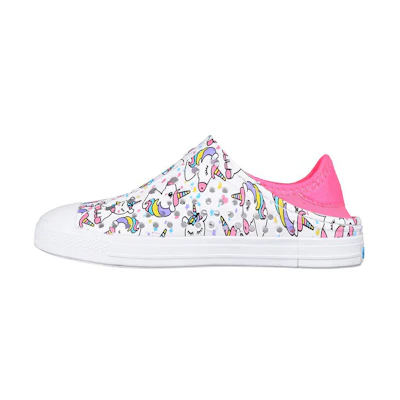 (Youth) Skechers Foamies: Guzman Steps 'White Pink'