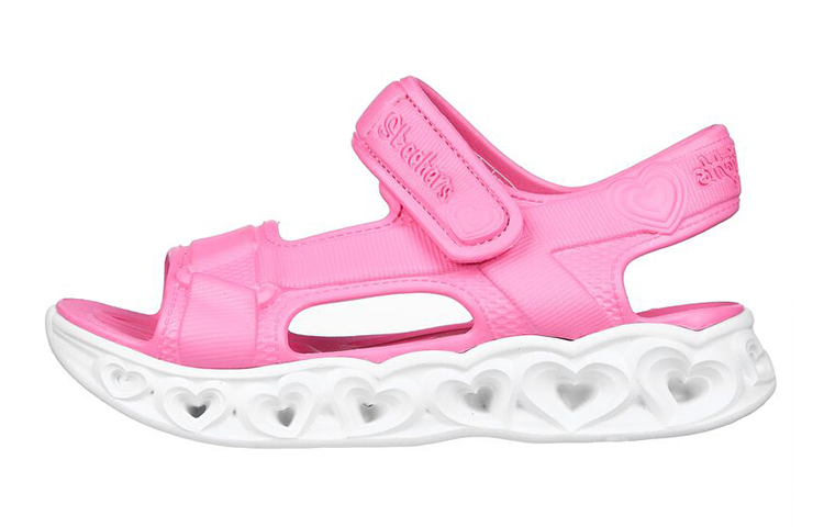 (Youth) Skechers Foamies: Heart Lights Sandal 'Always Flashy Pink'