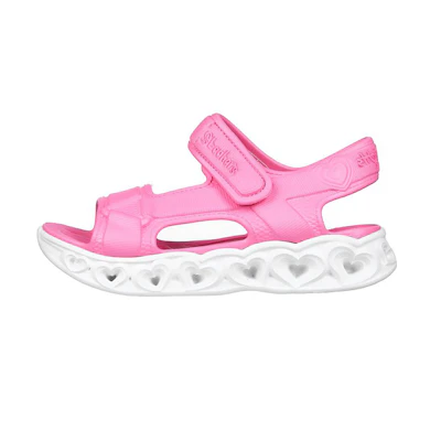 (Youth) Skechers Foamies: Heart Lights Sandal 'Always Flashy Pink'