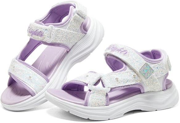 (JR) 斯凯奇闪烁运动鞋 '白紫色' 302965L-WLV Shop (JR) 斯凯奇闪烁运动鞋 '白紫色' 302965L-WLV