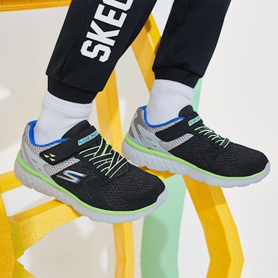 (Youth) Skechers Go Run 400 Proxo Low Top Black/Gray/Green 97680L-BKCC Cheap (Youth) Skechers Go Run 400 Proxo Low Top Black/Gray/Green 97680L-BKCC