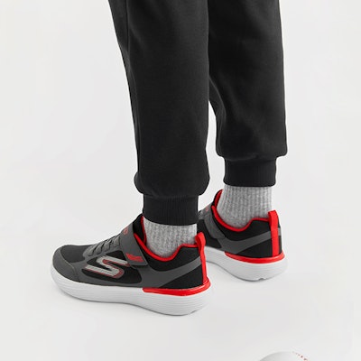 (Youth) Skechers Go Run 400 V2 'Grey Red Black' 405104L-BKRD 4