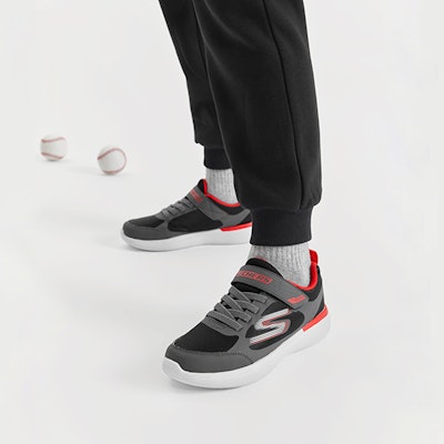 (Youth) Skechers Go Run 400 V2 'Grey Red Black' 405104L-BKRD 1
