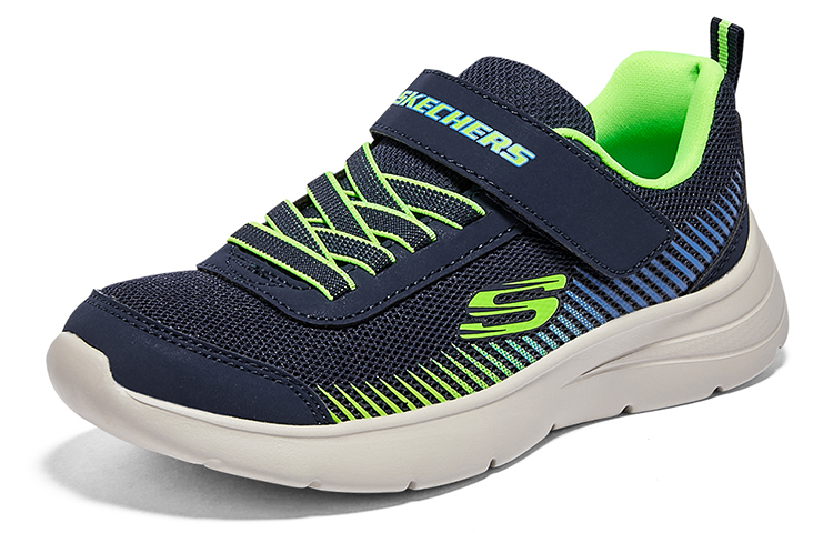 Lookbook 大童 Skechers 減震耐磨 兒童休閒鞋 海軍藍檸檬