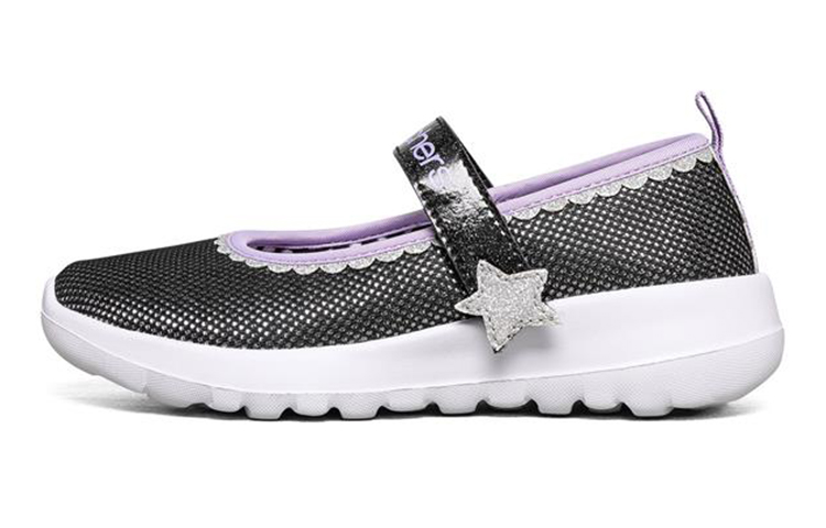 (Youth) Skechers Go Walk Joy 'Black Purple Velcro Mary Jane' 302222L-BKLV