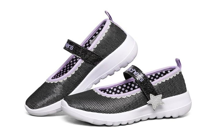 Lookbook (Youth) Skechers Go Walk Joy 'Black Purple Velcro Mary Jane' 302222L-BKLV