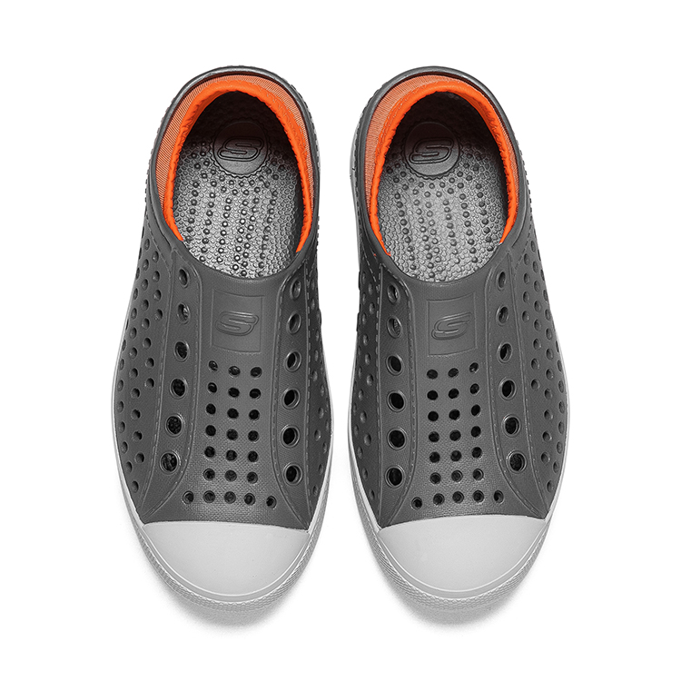 Shop (Youth) Skechers Guzman Steps Slip-Ons 'Grey Orange' 91995L-CCOR