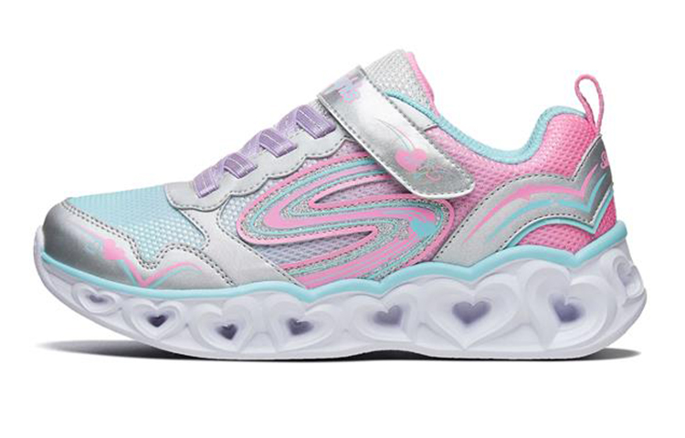 (Youth) Skechers Heart Lights 'Silver Sparkle' 20294L-SMLT