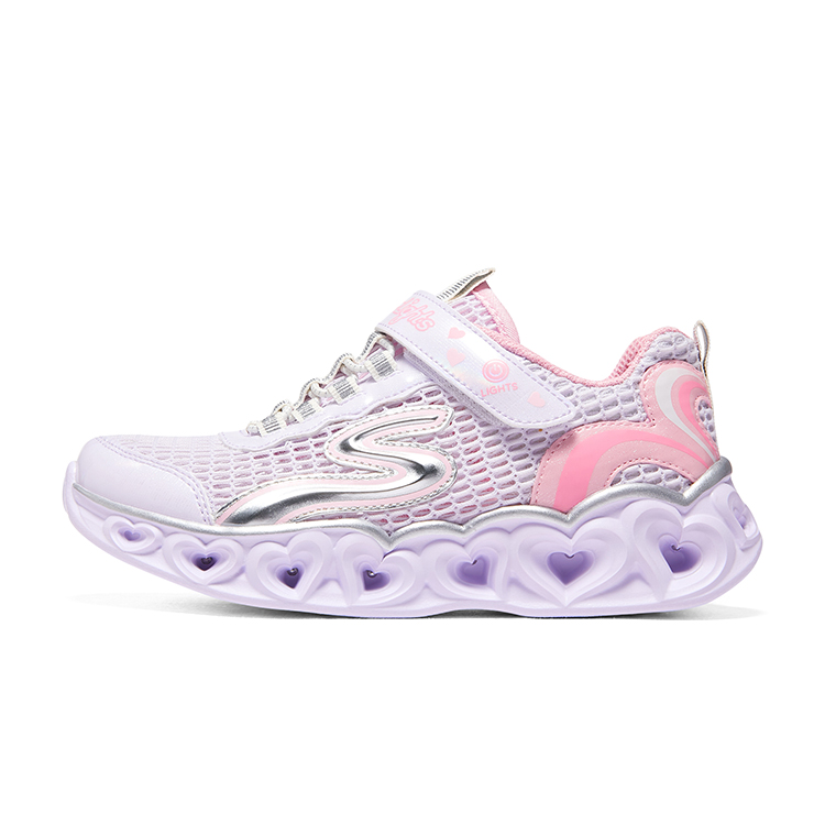 (Youth) Skechers Heart Lights 'White Flash' 302560L-WHT