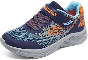 Shop 大童 Skechers 運動舒適 耐磨透氣輕便 低幫 兒童跑步鞋 藍色