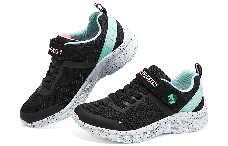 Lookbook (JR) Skechers Microspec Lifestyle Schoenen ''Zwart Turquoise Wit'' 302488L-BKAQ