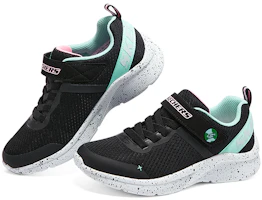 Lookbook 大童 Skechers Girls 舒適百搭 減震耐磨 低筒 兒童跑步鞋 黑色/淺綠色