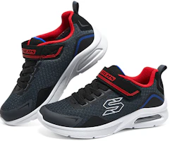 Shop 大童 Skechers BOYS 防滑耐磨透氣 低幫 兒童跑步鞋 黑灰