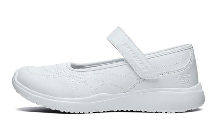 (Youth) Skechers Microstrides 'White Mary Jane' 85715L-WHT
