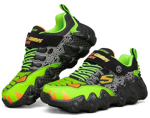 大童 Skechers Mighty Claws 低筒老爹鞋 黑綠色 Lookbook 大童 Skechers Mighty Claws 低筒老爹鞋 黑綠色