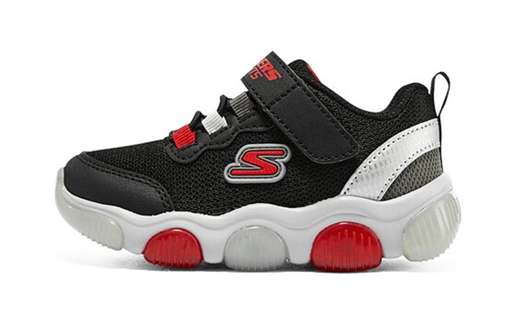 (Youth) Skechers Mighty Glow Sneaker 'Black Red' 402040N-BKRD