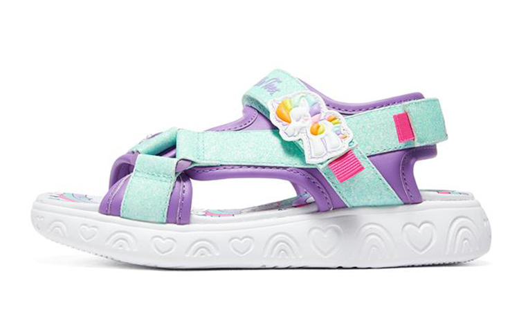 (Youth) Skechers Rainbow Shines Velcro Flash Sandals 'Purple Rainbow' 314885L-PRMT
