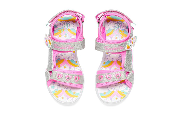Shop 大童 Skechers 彩虹閃光 魔術貼涼鞋 粉彩色