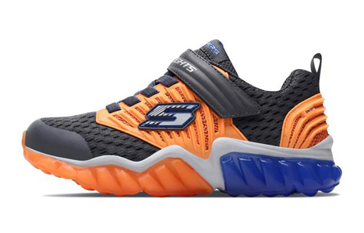 (Youth) Skechers Rapid Flash 'Grey Orange' 90720L-CCOR