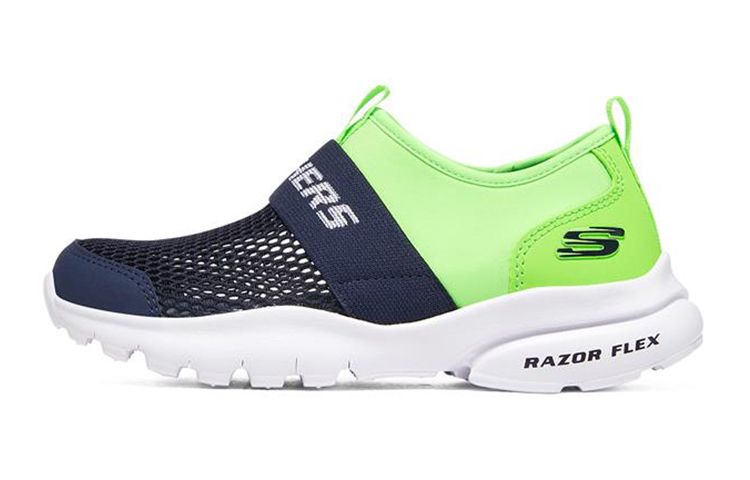 (Youth) Skechers Razor Flex 'Black Green' 403776L-NVLM