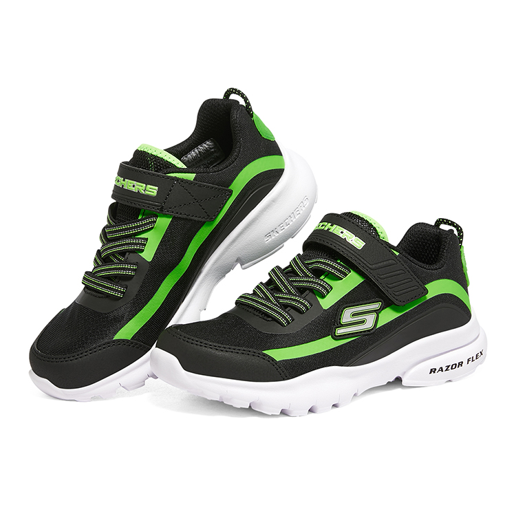 Lookbook (Youth) Skechers Razor Flex 'Black Green' 403778L-BKLM