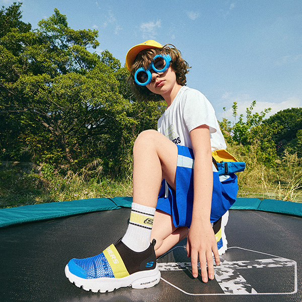 Sizing 大童 Skechers Razor Flex 運動休閒輕鬆穿 藍黑色